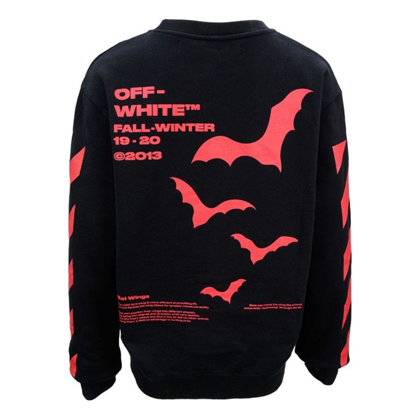 Суитчър Off-White Off-White Bats Logo Slim-Fit Sweater Черно | OMBA025E19D250071020, 0