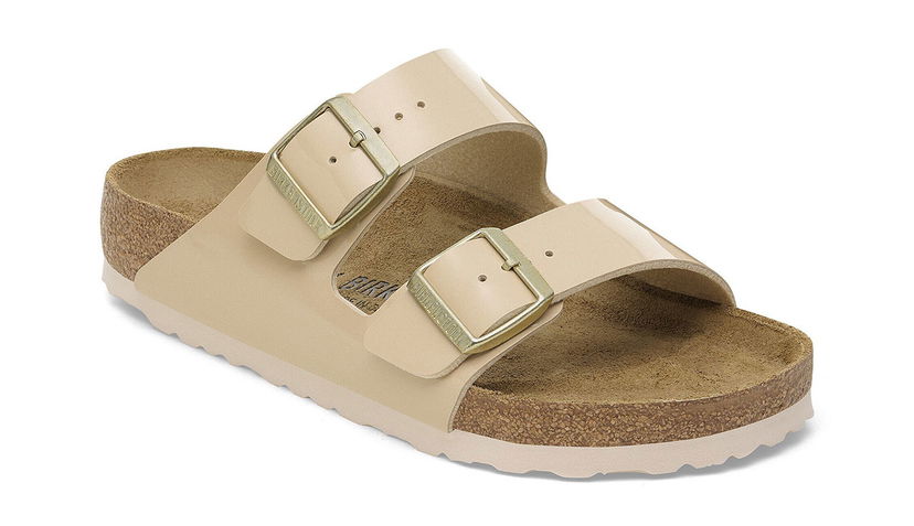 Кецове и обувки Birkenstock Arizona Birko-Flor Patent Narrow Fit Sandals Бежово | 1013070
