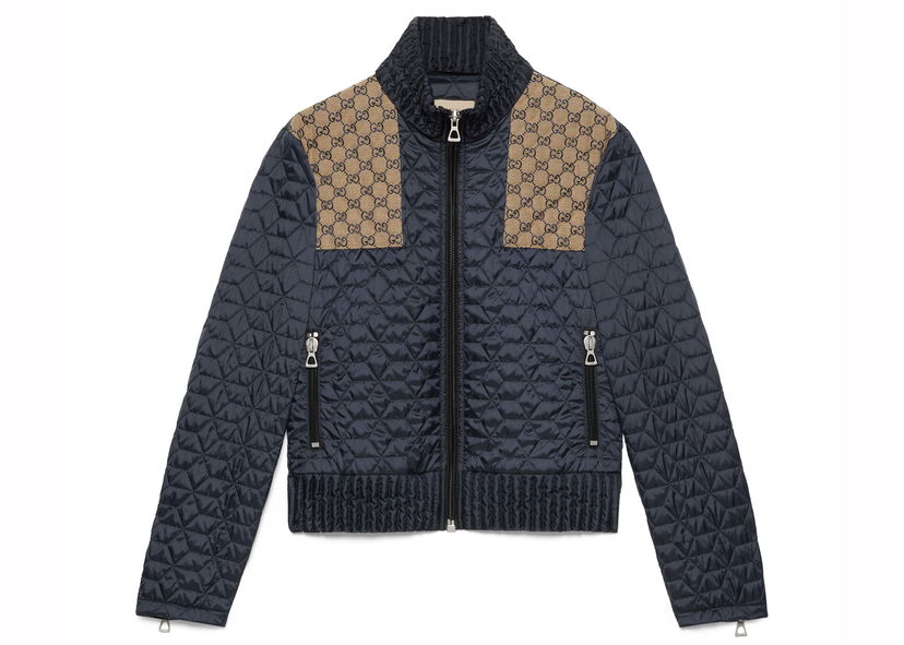 Яке Gucci GG Fabric Quilted Jacket Blue Тъмно синьо | 715540 ZAKY4 4433