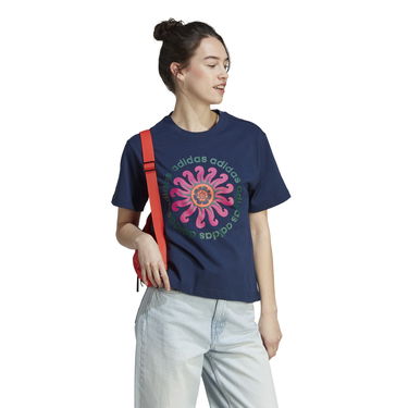 Тениска adidas Performance Women's Floral Graphic Cropped T-Shirt Синьо | IM2390, 3