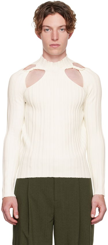 Пуловер Dion Lee Dion Lee Collarbone Cutout Ribbed Sweater Бяло | C7005F21, 0