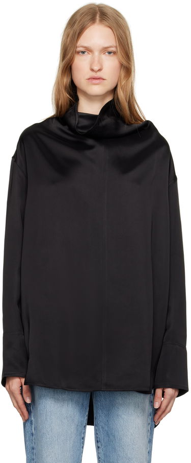 Риза TOTEME Funnel Neck Satin Blouse Черно | 244-WRT0371-FB0208, 0