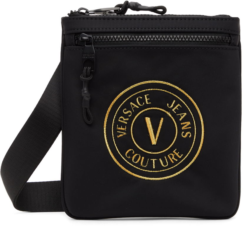 Чанта през рамо Versace Couture V-Emblem Crossbody Bag Черно | E75YA4B42_EZS590