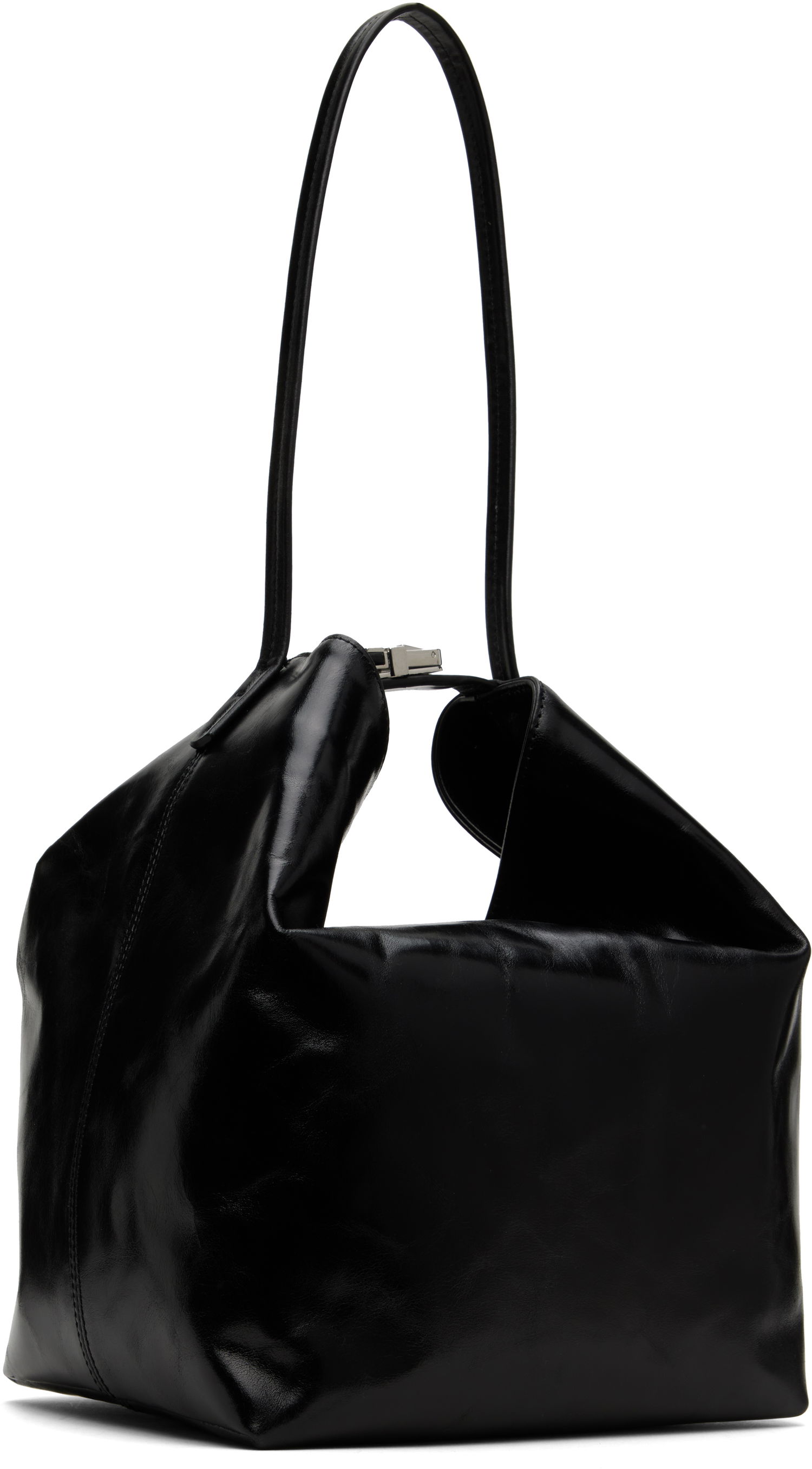 Чанта през рамо BY FAR BY FAR Maxi Bea Creased Leather Shoulder Bag Черно | MWBSB054CL034BK001PL, 1