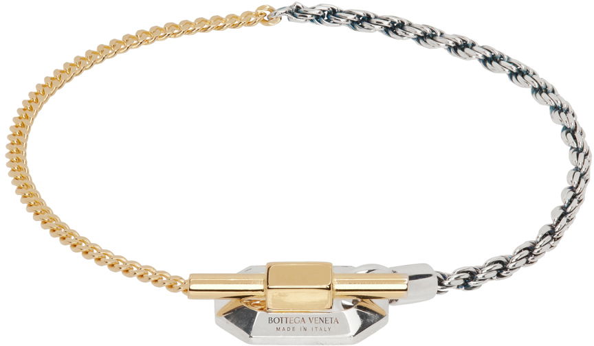 Гривна Bottega Veneta Gold & Silver Curb Chain Bracelet Металик | 732343 V507D, 0