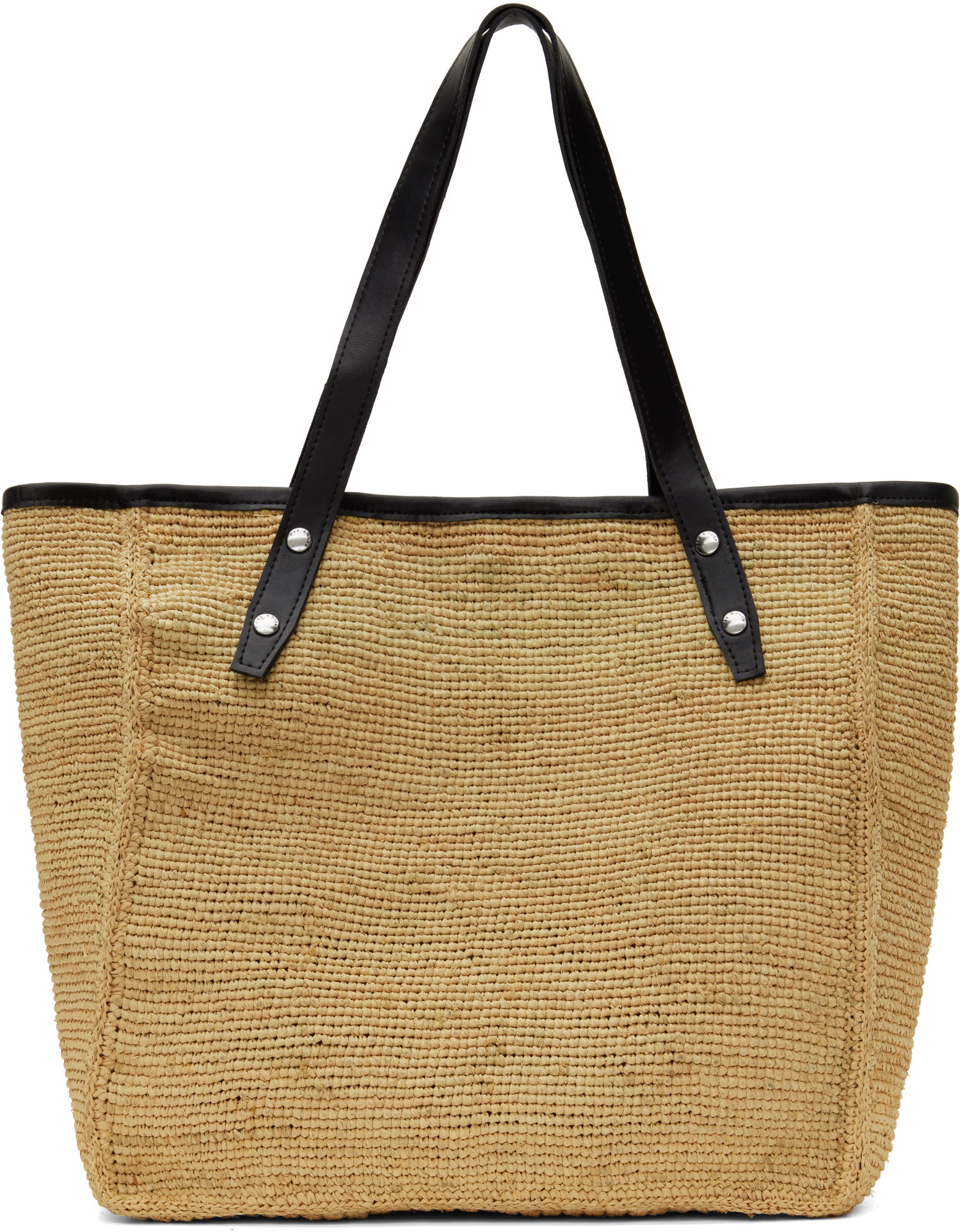 Голяма пазарска чанта rag & bone rag & bone Daily Leather-Trimmed Straw Tote Бежово | WHH24S1004TN04, 0