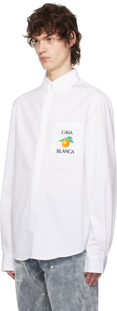 Риза Casablanca Casablanca Embroidered Orange Oxford Shirt Бяло | MPS25-SH-150-01, 3