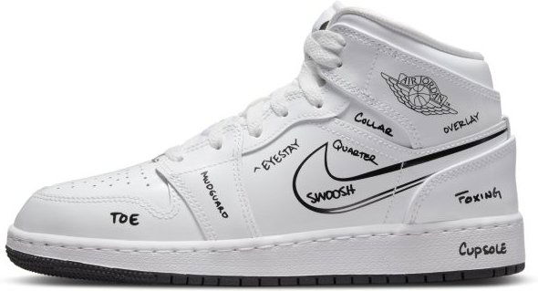 Кецове и обувки Jordan Air Jordan 1 Mid "Schematic" GS Бяло | DQ1864-100, 0