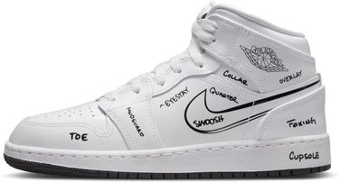 Кецове и обувки Jordan Air Jordan 1 Mid "Schematic" GS Бяло | DQ1864-100, 0