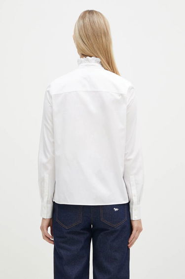 Риза MAISON KITSUNÉ Maison Kitsuné Craft Embroidery Stand Collar Shirt Бяло | NW00414WC5010, 2