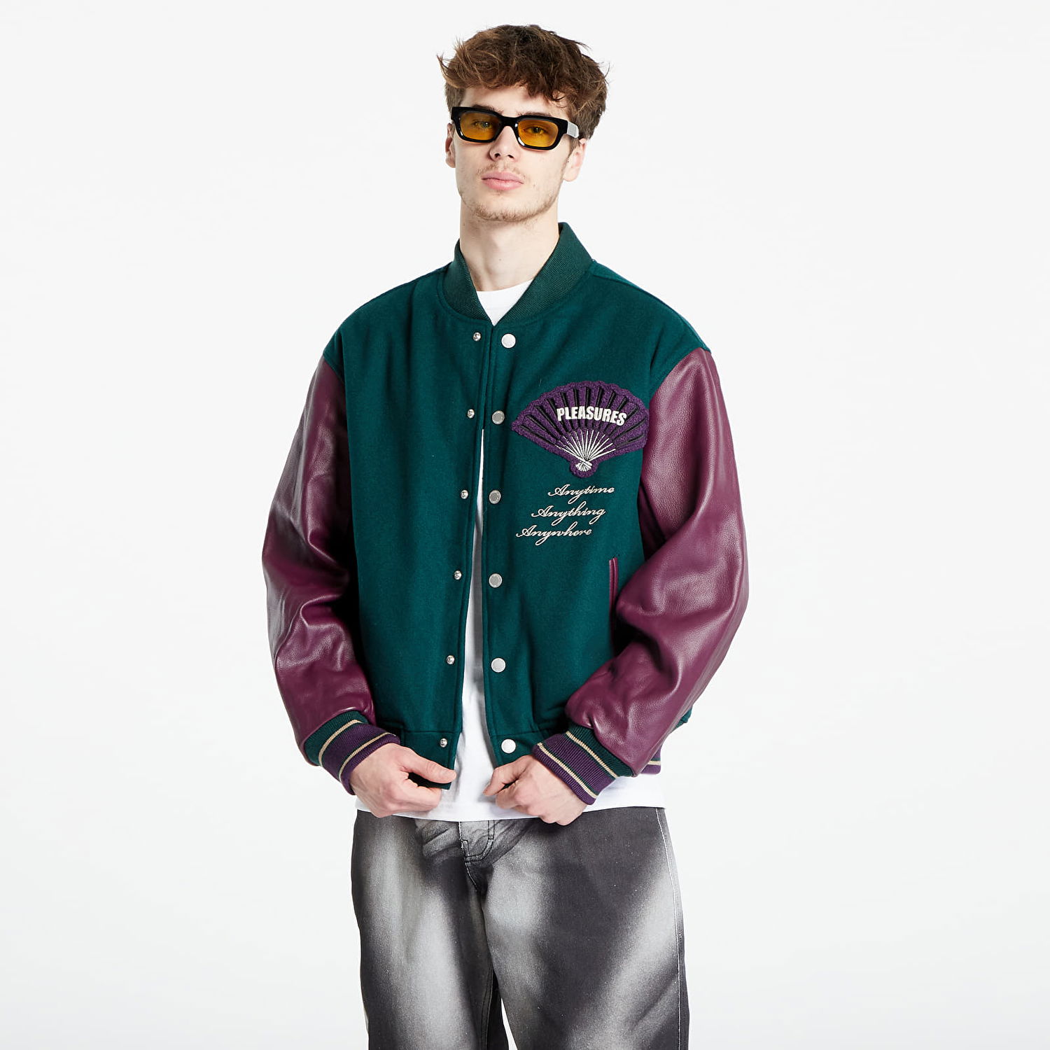 Яке Pleasures Fan Varsity Jacket Зелено | P23W037 GREEN, 0