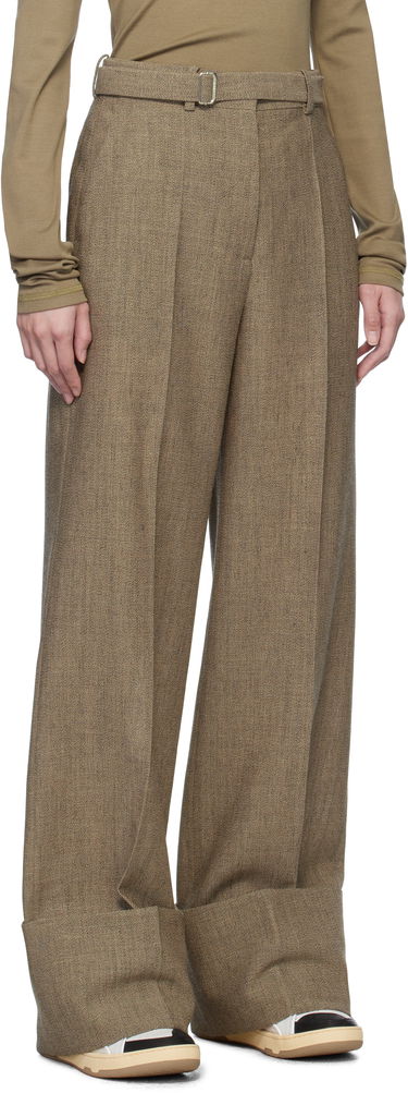Панталони LANVIN Lanvin Wide-Leg Cuffed Wool Trousers Кафяво | RW-TR0510-6040-P25, 1