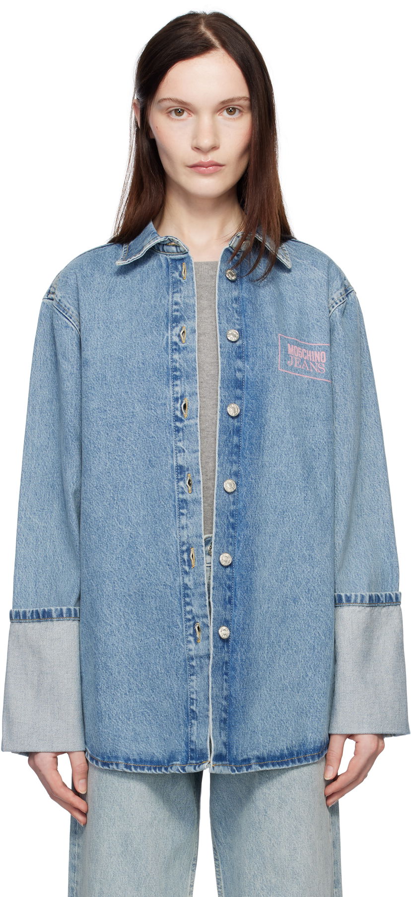 Риза Moschino Jeans Oversized Denim Shirt Синьо | 251K10216