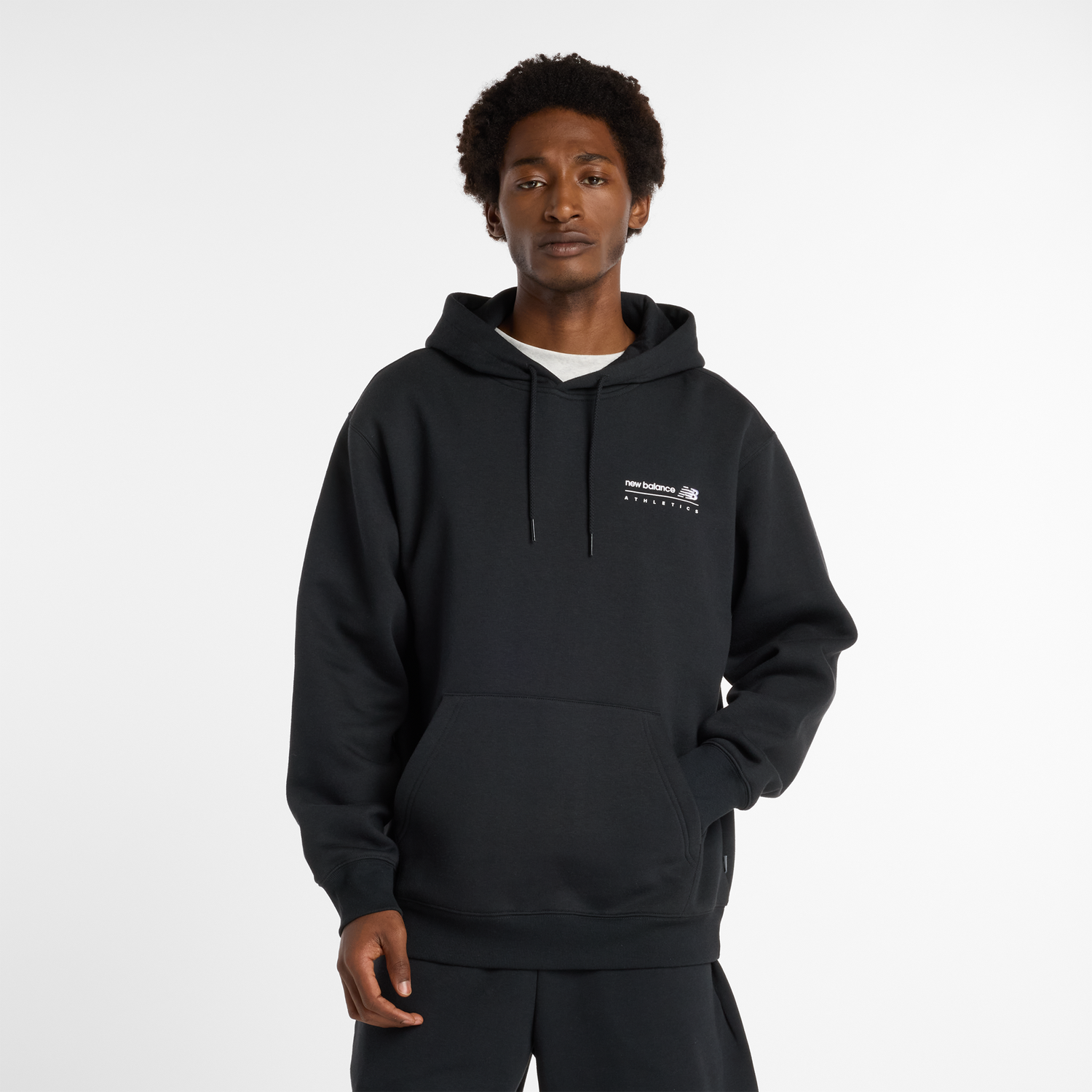 Суитчър New Balance Pullover Hoodie with Kangaroo Pocket Черно | NBMT53528BK, 0