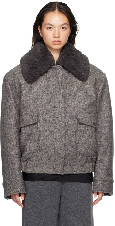 Яке бомбър Stella McCartney Wool Trimmed Jacket Сиво | 6601003EJ670, 0