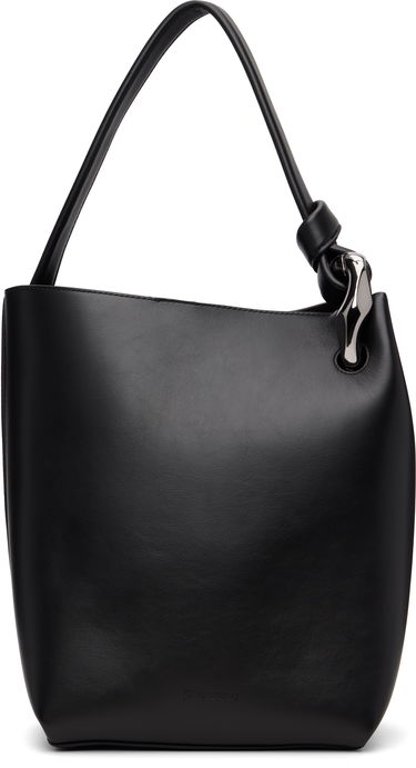 Чанта през рамо JW Anderson Corner Bucket Leather Shoulder Bag with Knot Detail and Sculptural Hardware Черно | HB0738-LA0232, 0