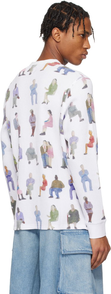 Пуловер JW Anderson JW Anderson Printed Waffle Henley Бяло | JO0260-PG1737, 2