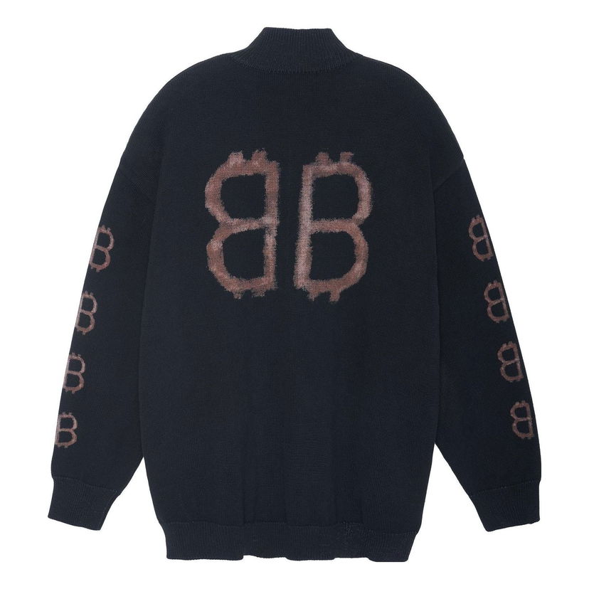Пуловер Balenciaga Crypto Logo Print Medium Fit Sweater Черно | 750413T32801000