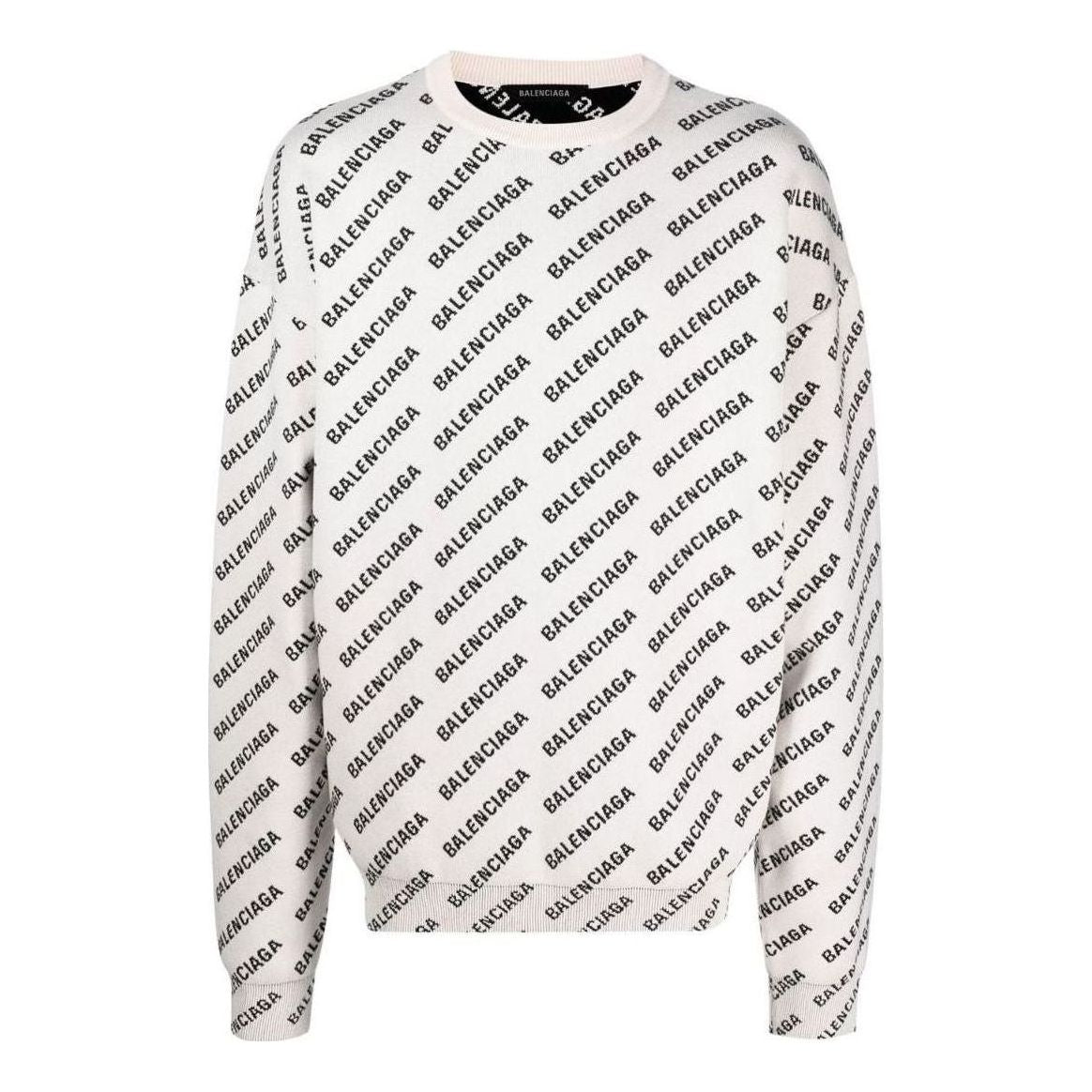 Пуловер Balenciaga All Over Logo Crewneck Sweater Бежово | 702952T32339054, 0
