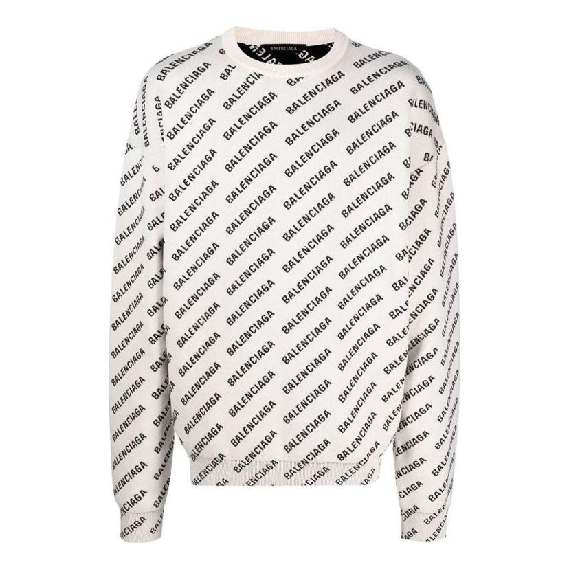 Пуловер Balenciaga All Over Logo Crewneck Sweater Бежово | 702952T32339054