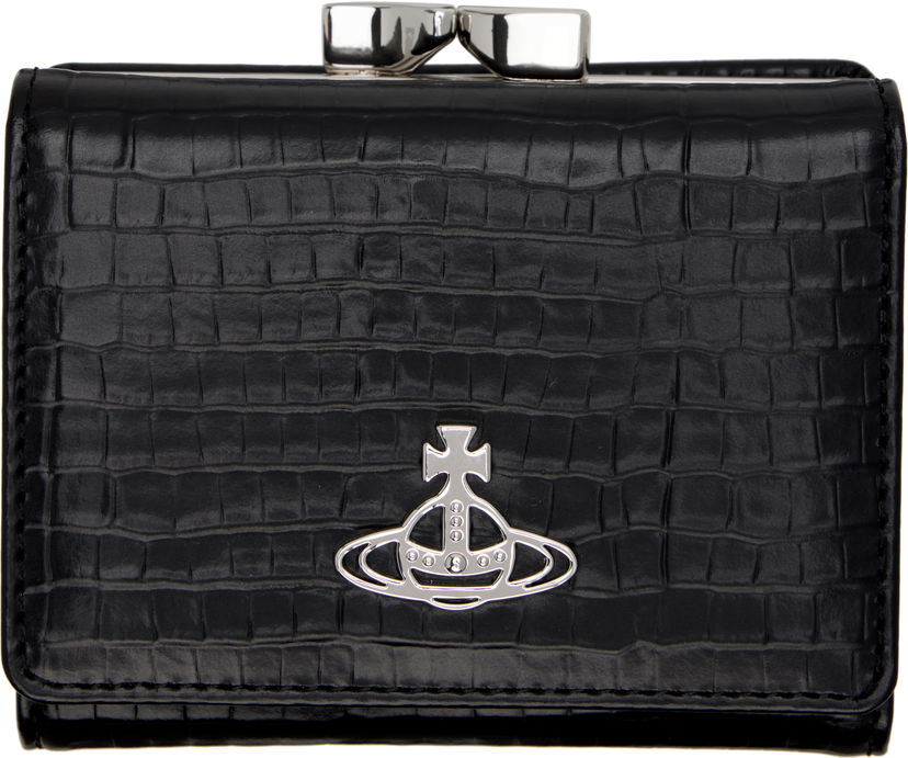 Портфейл Vivienne Westwood Vivienne Westwood Small Croc-Embossed Frame Wallet Черно | 5115002NW-L00C0-