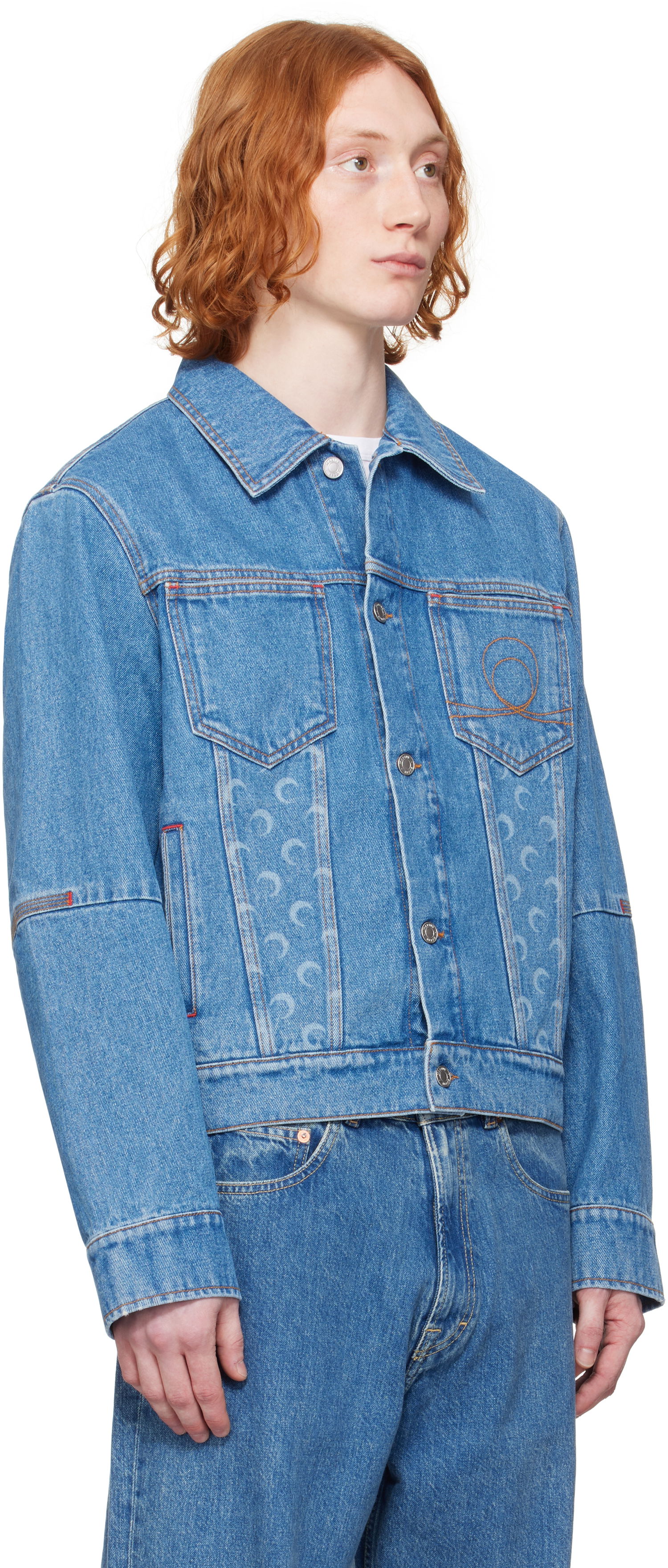 Яке Marine Serre Marine Serre Moon Laser Denim Trucker Jacket Синьо | MJA063A CDEN0002, 1