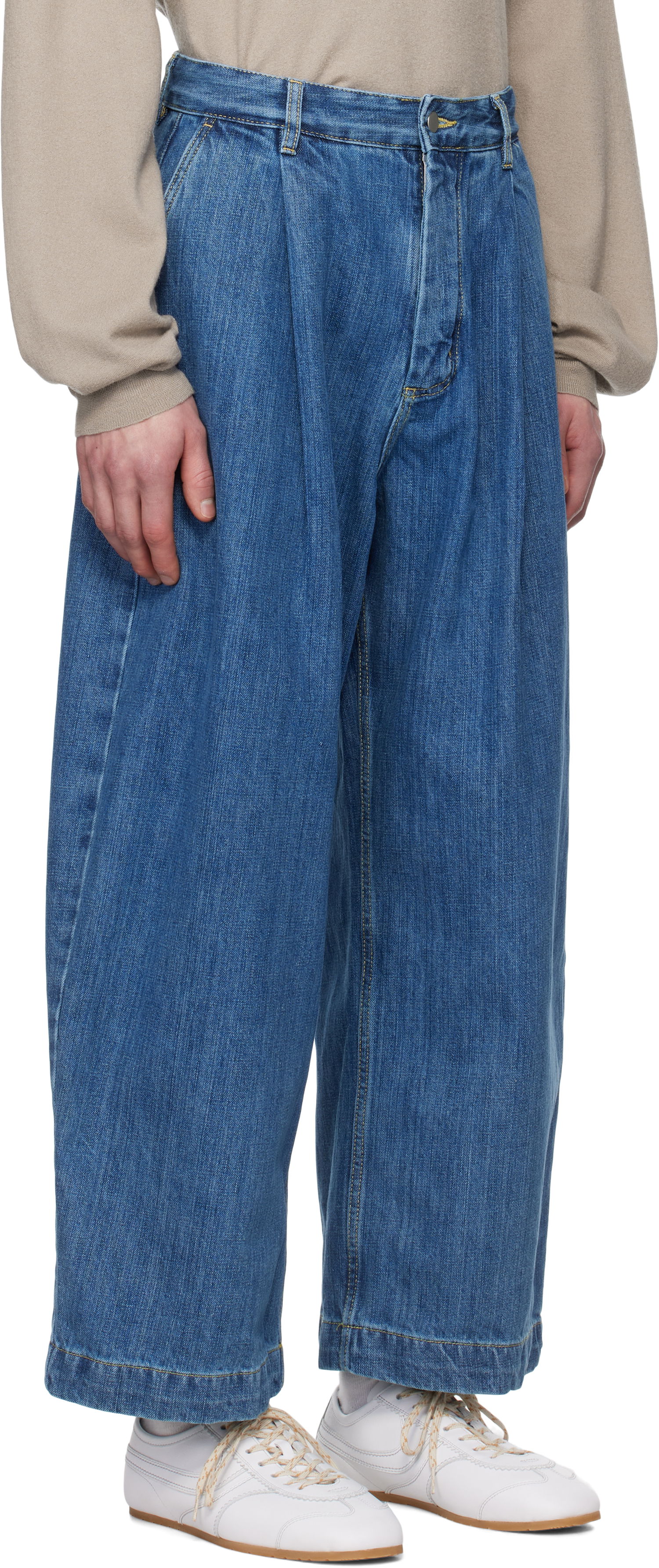 Дънки Studio Nicholson Studio Nicholson Puch Pleated Jeans Синьо | PUCH SNM - 1244, 1