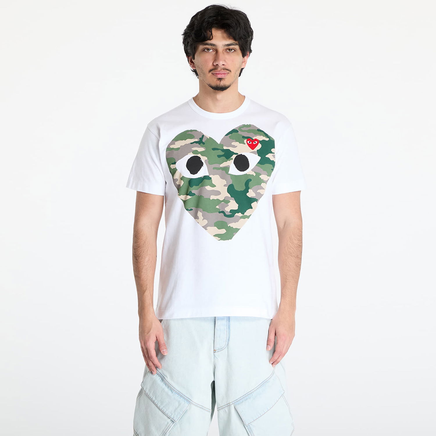Тениска Comme des Garçons Comme des Garçons PLAY Red Emblem Knit T-Shirt Бяло | AX-T242 WHITE, 0