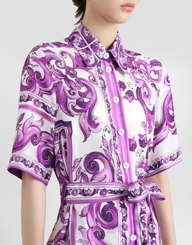 Pокля Dolce & Gabbana Dolce & Gabbana Majolica-Print Twill Shirt Dress Лилаво | F6JICTHI1Y7I03TN, 3