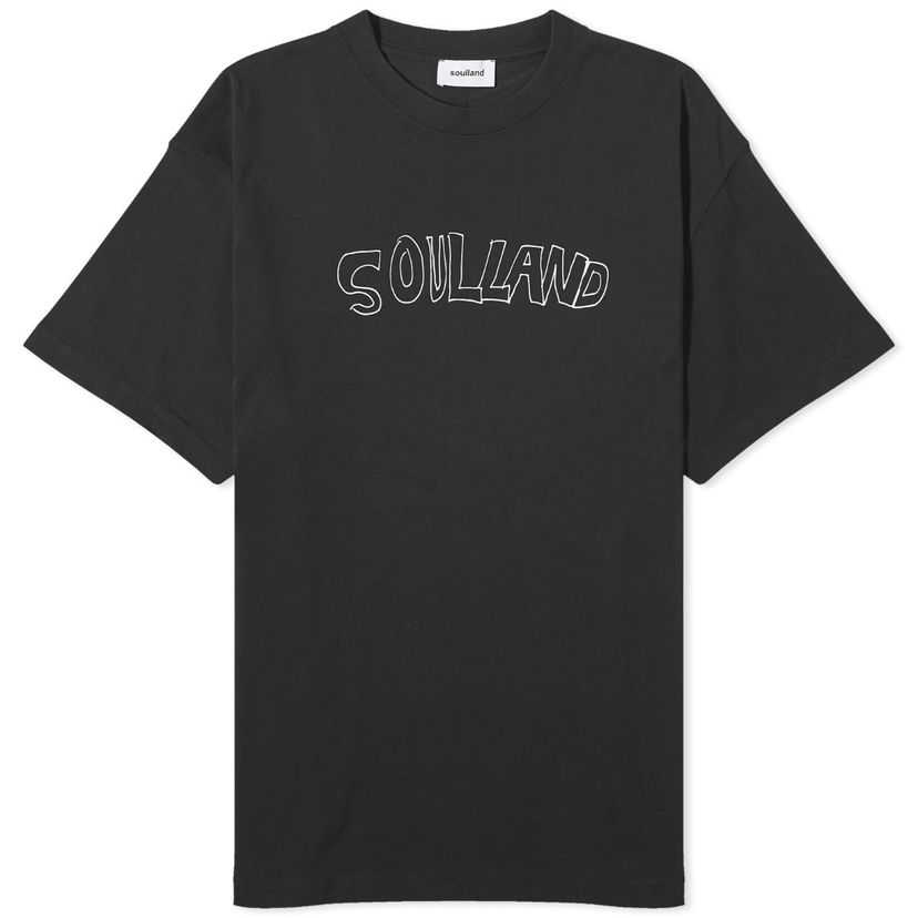 Тениска Soulland Kai Roberta Logo T-Shirt Черно | 41080-1063-BLK