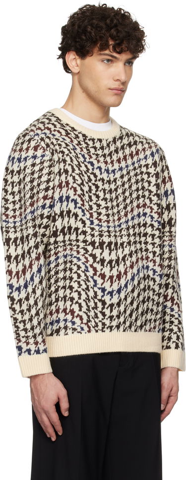 Пуловер Dime Houndstooth Knit Sweater Бяло | DIMEHO247CRE, 3