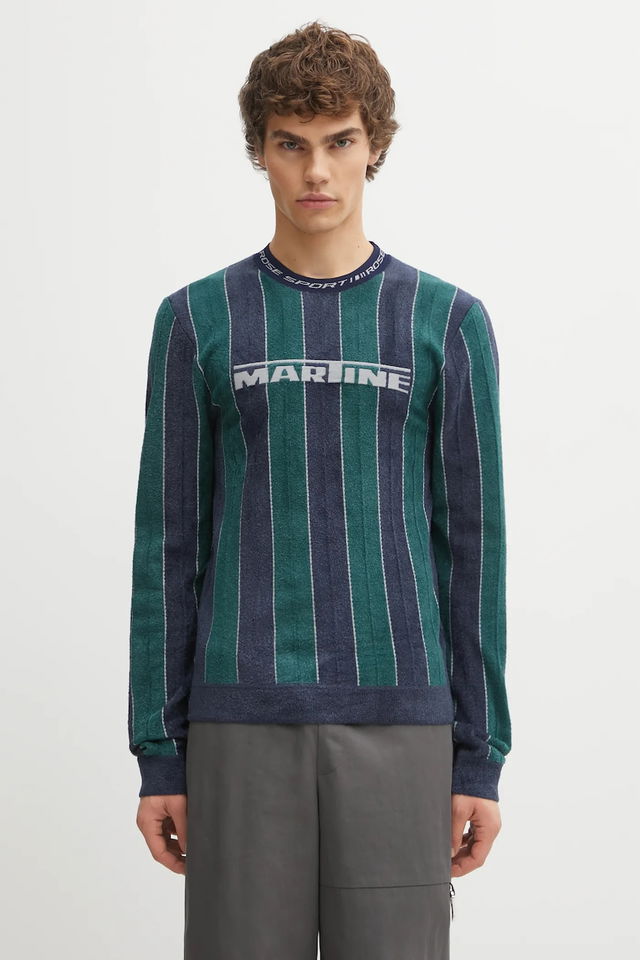 Martine Rose Sporty Logo Crew Neck Long-Sleeved Striped T-Shirt