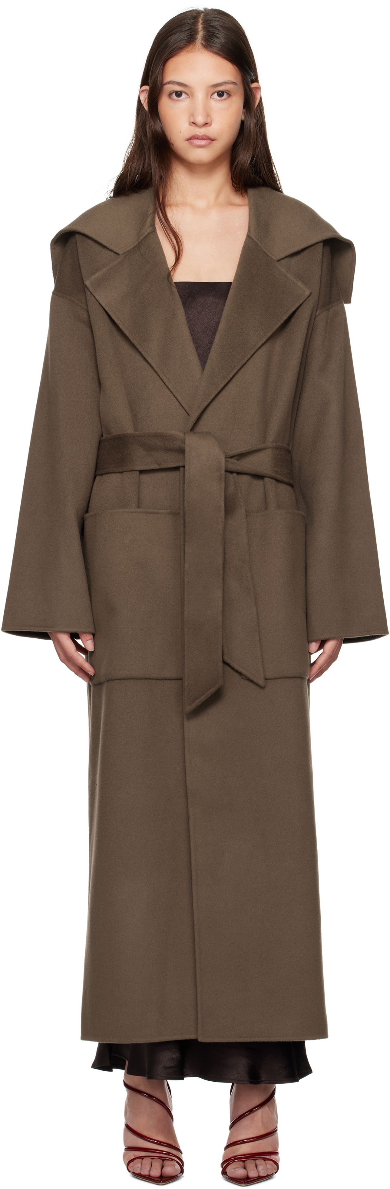 Палта Nanushka Nanushka Ruta Hooded Wrap Coat Кафяво | NW24FWOW36378, 0