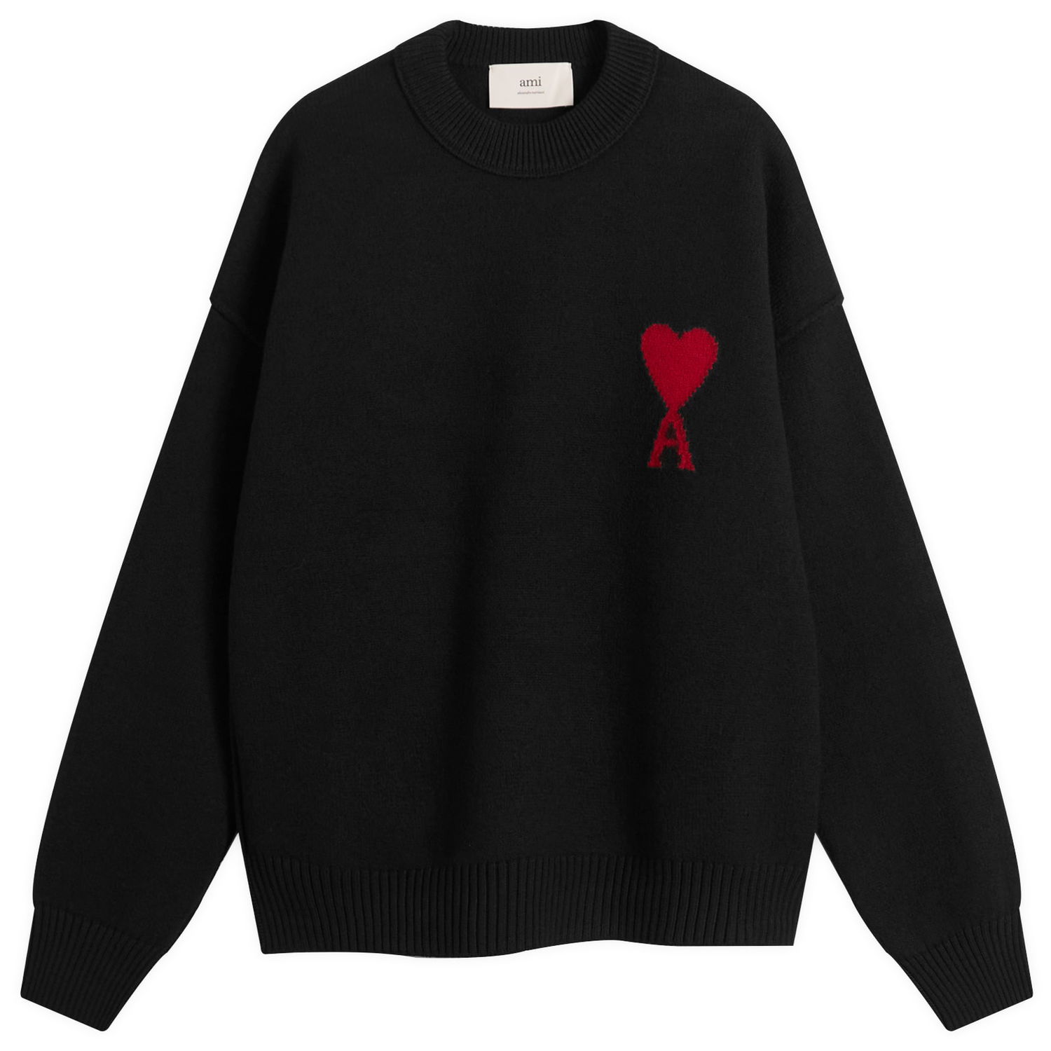 Пуловер AMI Men's Merino Wool ADC Crew Neck Jumper, Size Large Черно | H25UKS838-018-009H25, 1