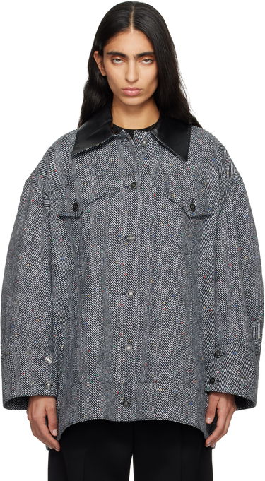 Яке Givenchy Speckled Herringbone Leather-Collar Utility Jacket Многоцветен | BW00TE168S004, 0
