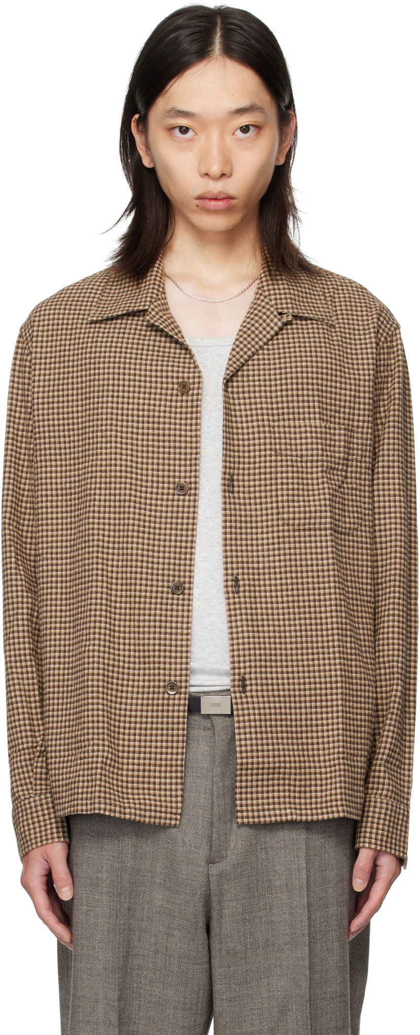 Риза OUR LEGACY OUR LEGACY Heusen Check Shirt Кафяво | M4252HE