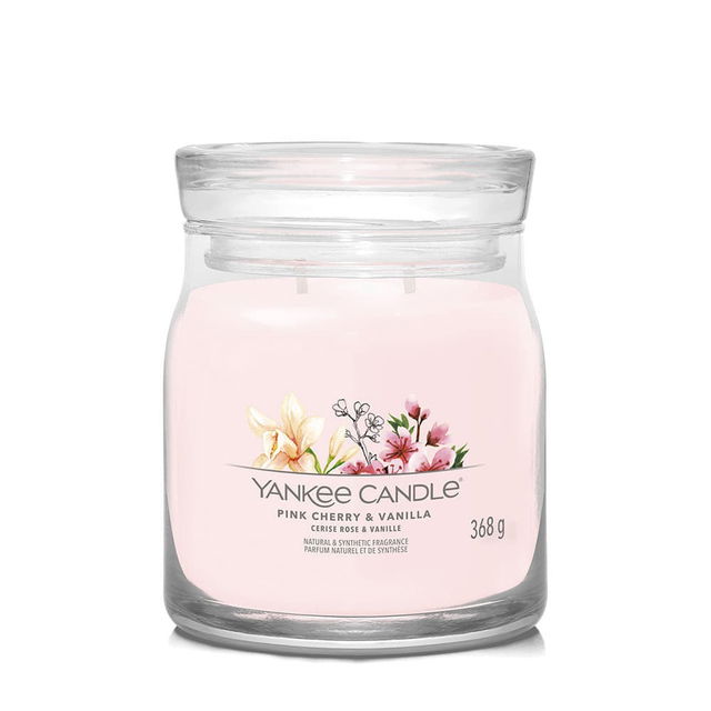 Signature Medium Jar Pink Cherry & Vanilla Natural & Synthetic Fragrance 2 Wicks 368g