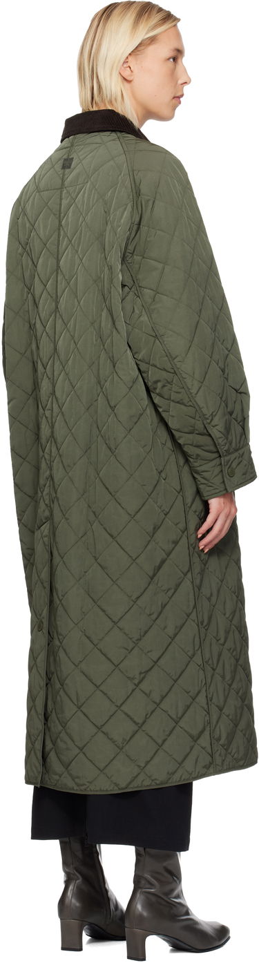 Палта Max Mara Coccole Quilted Long Coat with Corduroy Collar Зелено | 2525496092600, 2