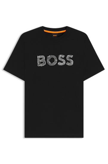 Тениска BOSS Regular-fit T-shirt in cotton with logo artwork Черно | 50554616, 0