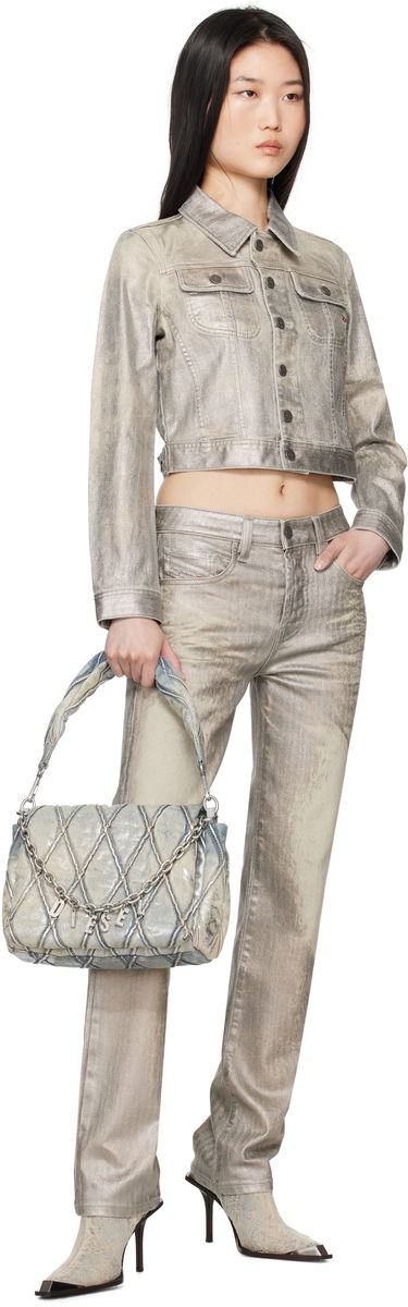 Чанта през рамо Diesel Metallic Denim Shoulder Bag With Charms Синьо | X09596 P6809, 3