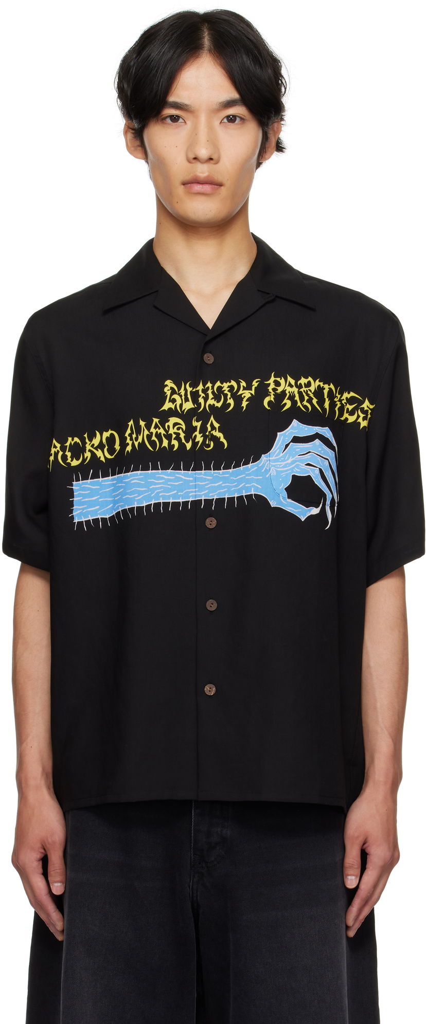 Риза WACKO MARIA WACKO MARIA x NECKFACE Short Sleeve Shirt Черно | NECKFACE-WM-HI20