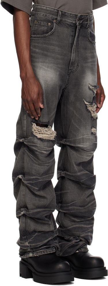 Дънки We11done We11done Distressed Wrinkled Straight Leg Jeans Сиво | WD-DP0-25-319-M-BK, 1
