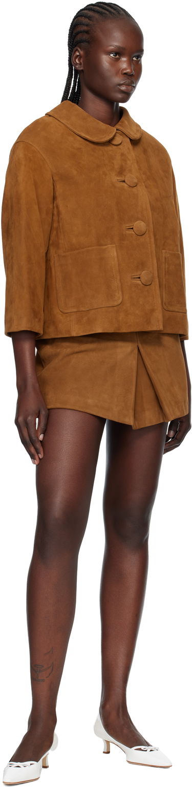 Яке Marc Jacobs Marc Jacobs Doll Suede Peter Pan Collar Cropped 3/4 Sleeve Jacket Кафяво | 2F5RJC001W13, 3