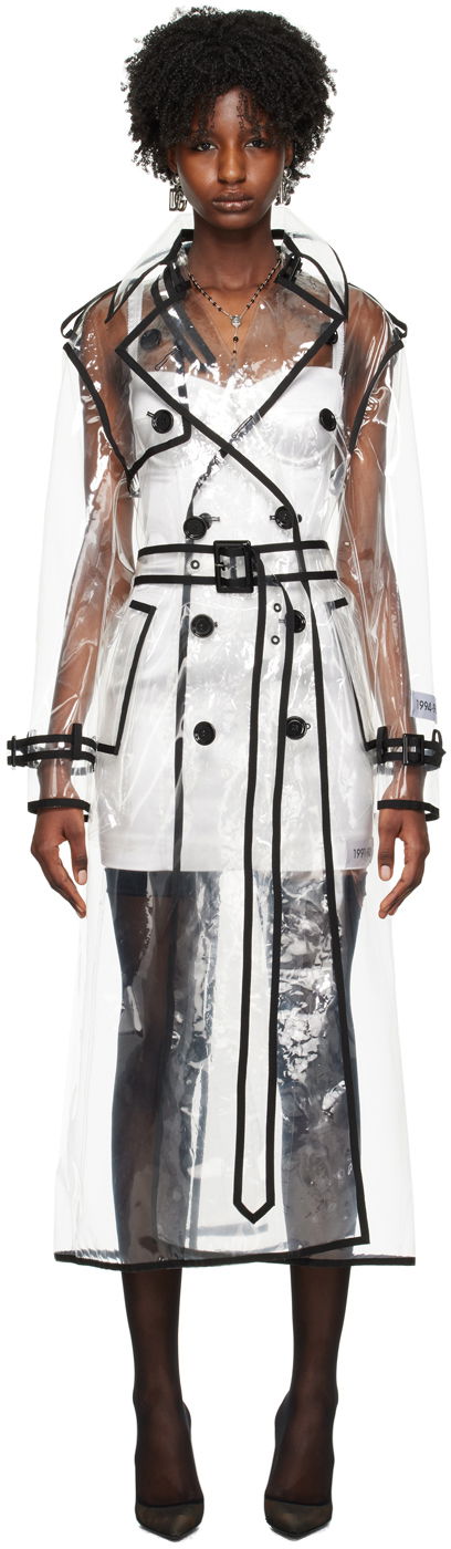 Тренчкот Dolce & Gabbana Transparent Kim Kardashian Edition Double-Breasted Trench Coat Бяло | F0C2QT FUSKE