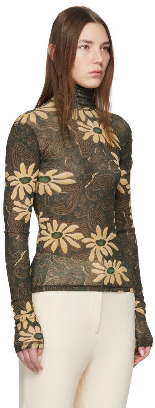 Пуловер Nanushka Nanushka Harri Floral Turtleneck Top Кафяво | NW22RSTP00999, 1