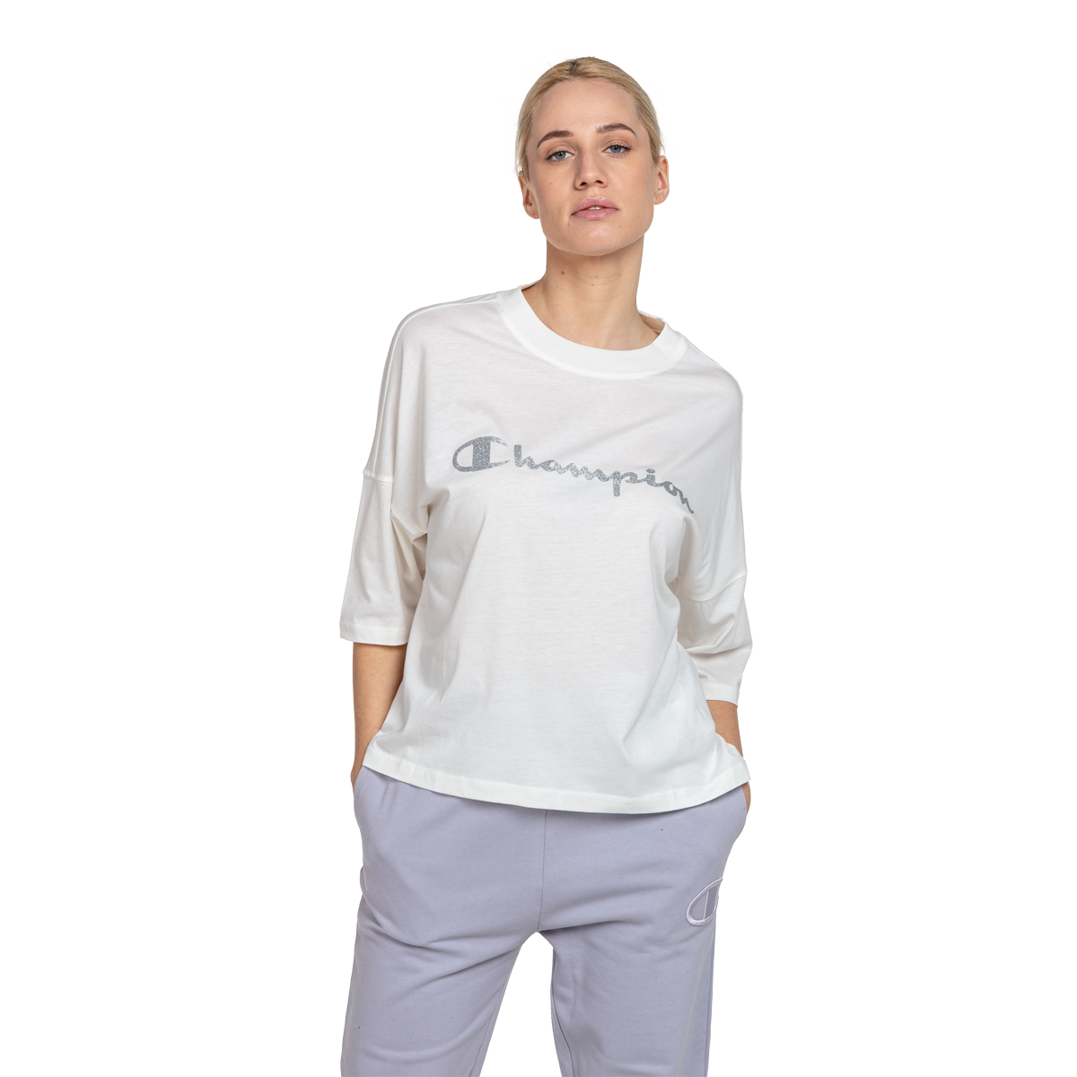 Тениска Champion TWISTED Loose Fit 3/4 Sleeve T-Shirt Бяло | CHA231F811-11, 0