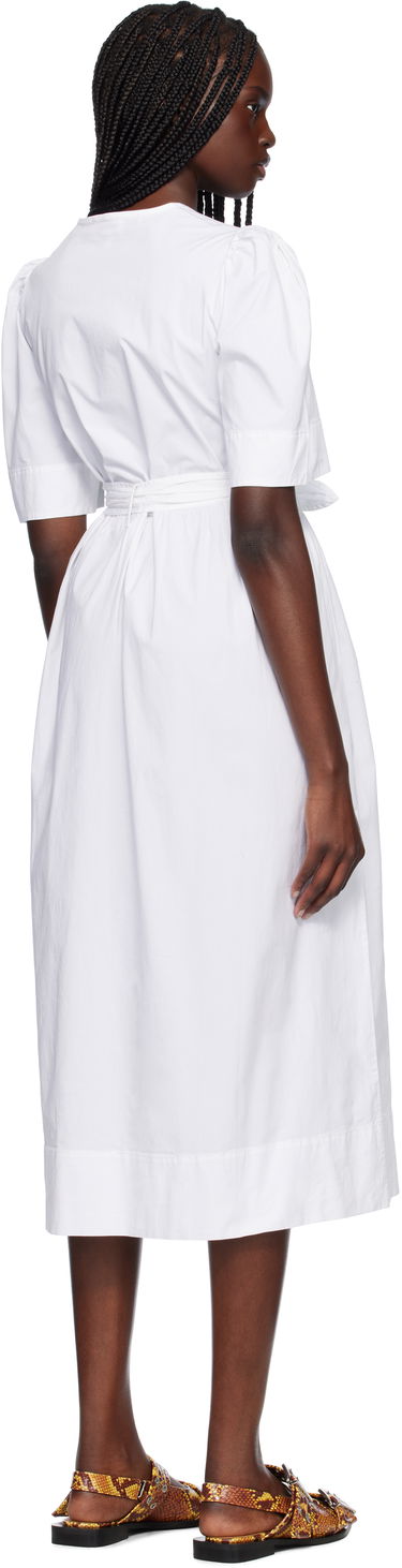 Pокля GANNI GANNI Stretch Cotton Tie Strap Midi Dress Бяло | W0306, 2