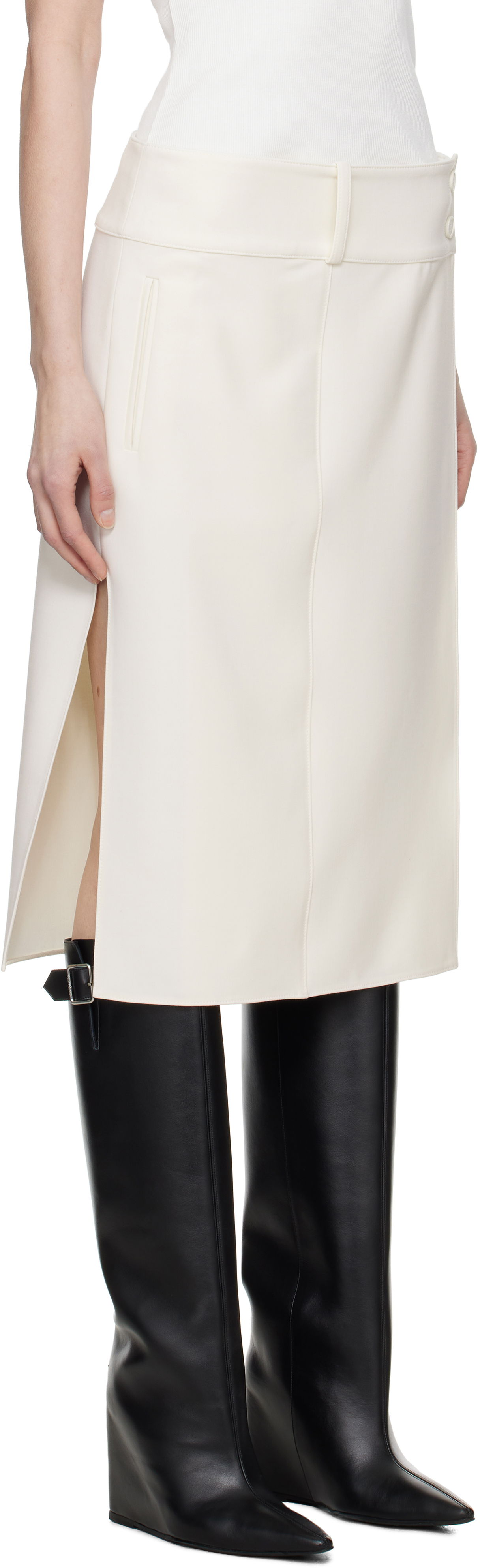 Пола Courrèges Courrèges Belted Slit Midi Skirt Бяло | 125CJU221PL0170, 1
