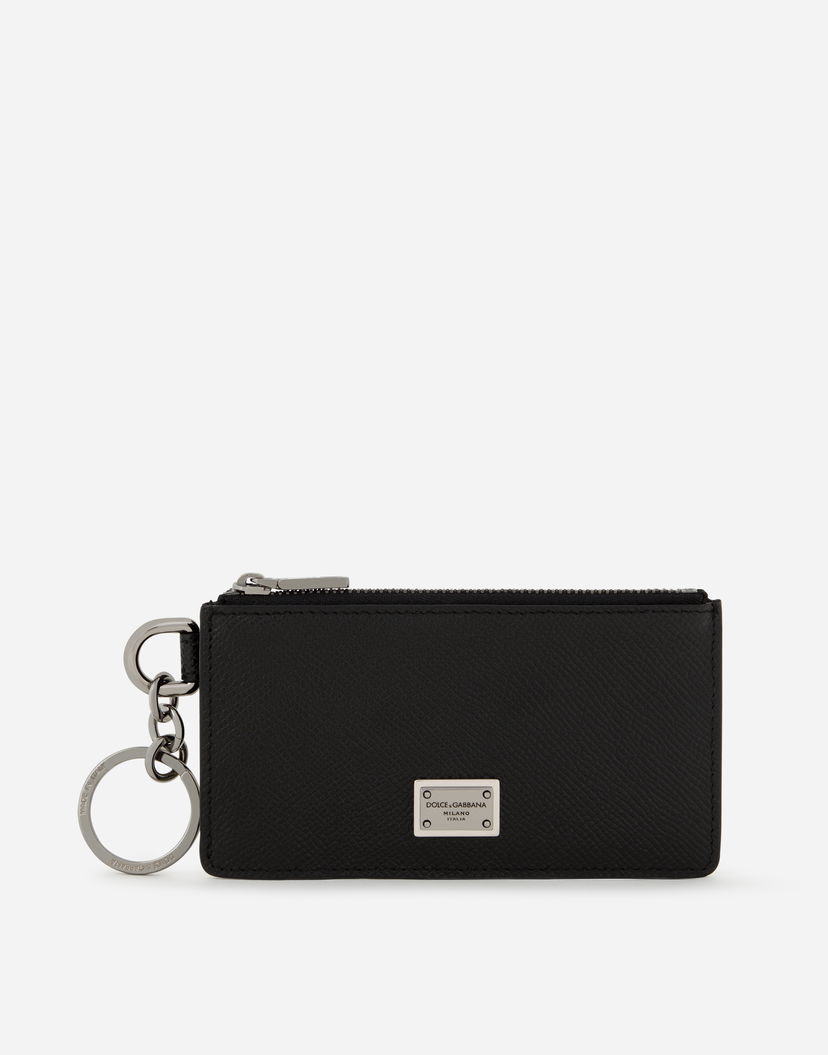 Портфейл Dolce & Gabbana Calfskin Card Holder With Ring And Logo Tag Черно | BP2524AG21980999