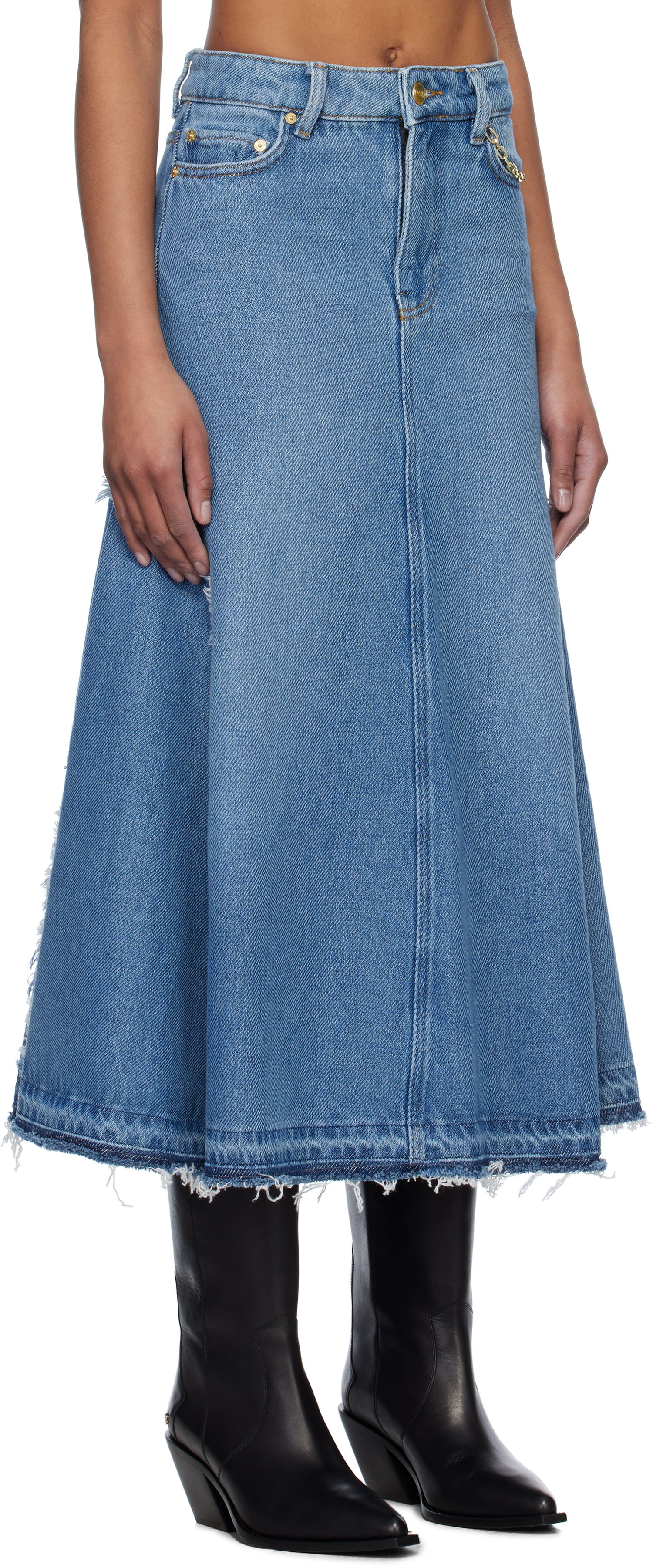 Пола GANNI GANNI Denim Midi Skirt Синьо | J1601, 1